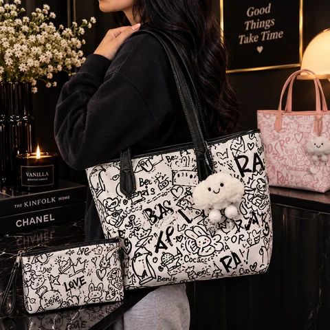 Black & White Printed Tote Bag