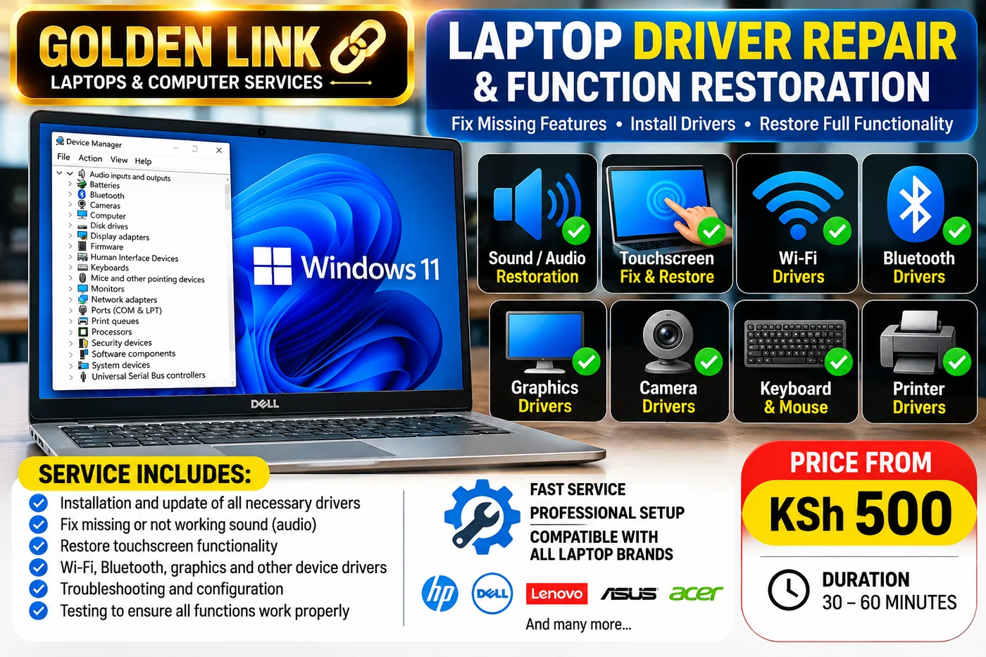 Laptop Driver Repair & Function Restoration