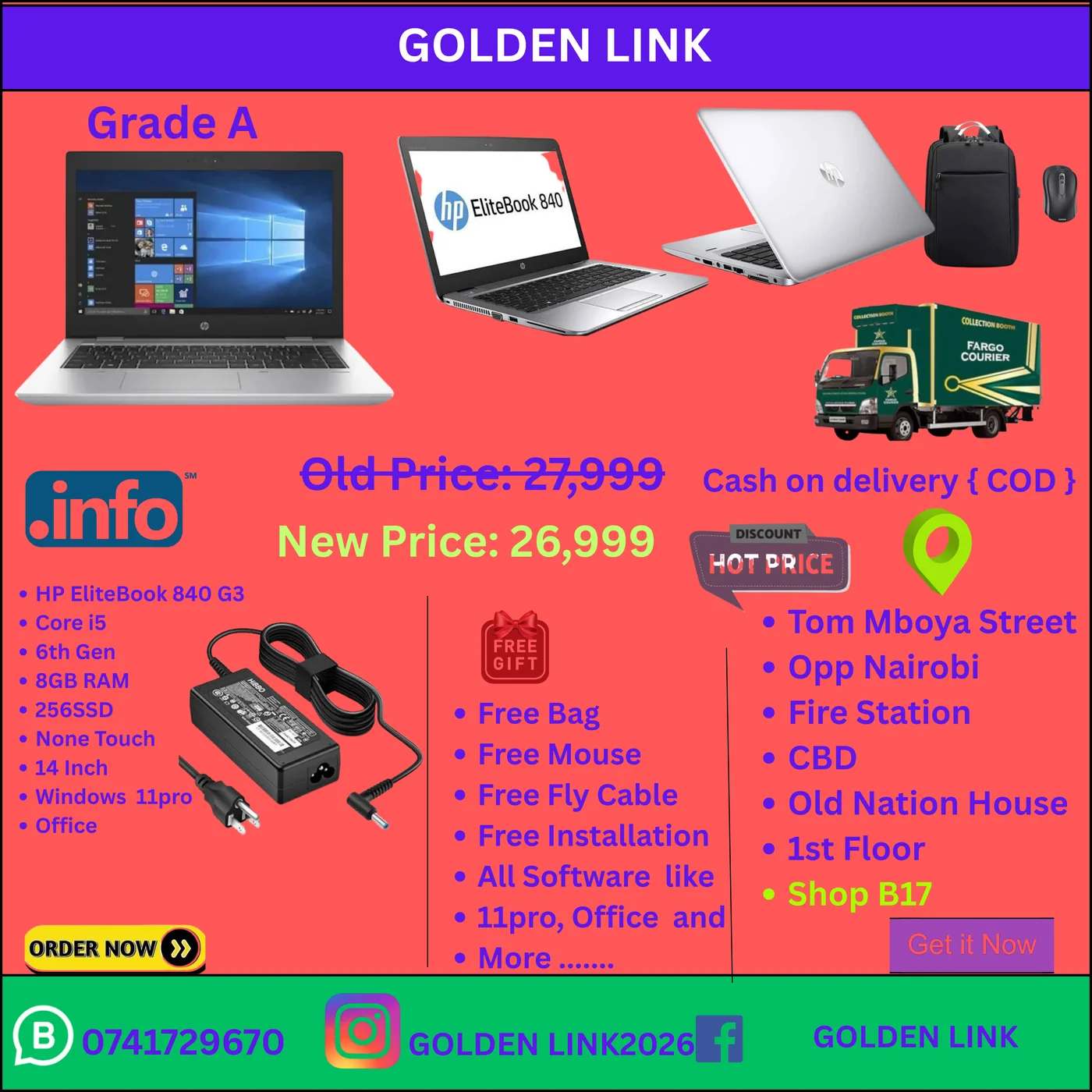 Hp 840 G3 i5 6th 8GB RAM 256SSD non touch