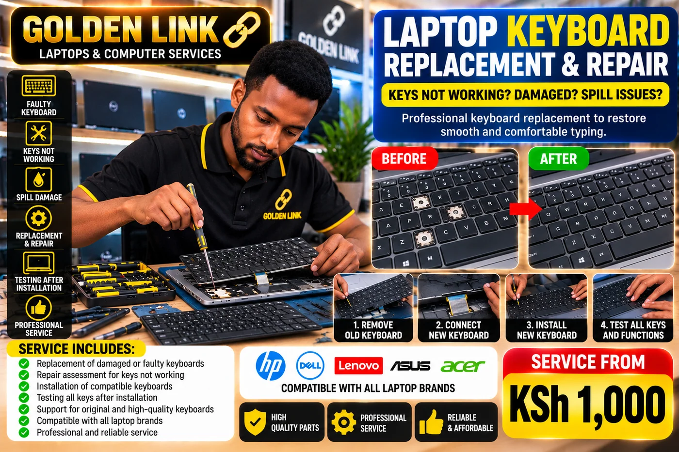 Laptop Keyboard Replacement & Repair