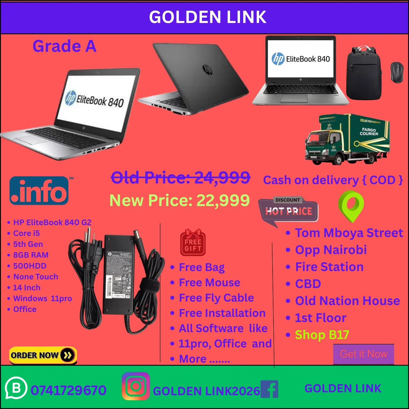 Hp EliteBook 840 G2 i5 8GB RAM 500HDD