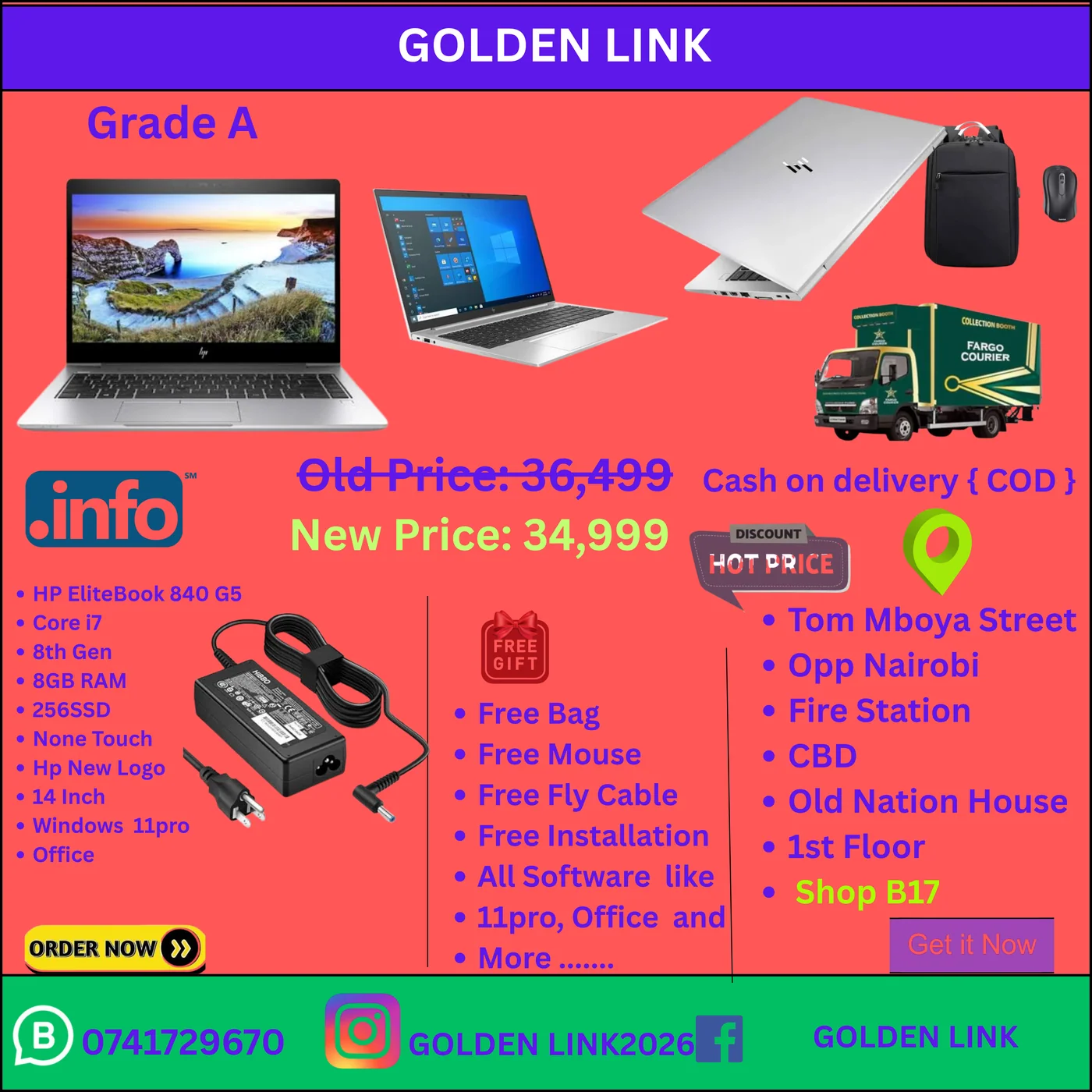 Hp EliteBook 840 G6 i7 8GB 256SSD non touch