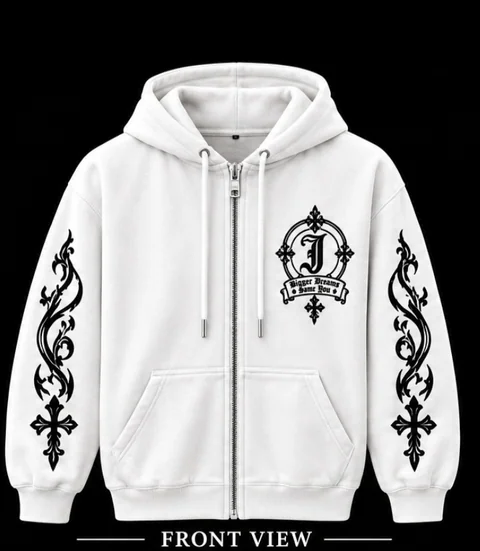 JØURNE Essential Zip-Up Hoodie — White