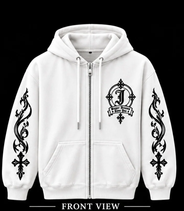 JØURNE Essential Zip-Up Hoodie — White