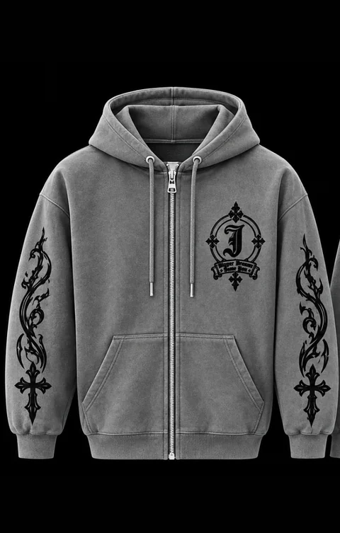 JØURNE Essential Zip-Up Hoodie — Grey