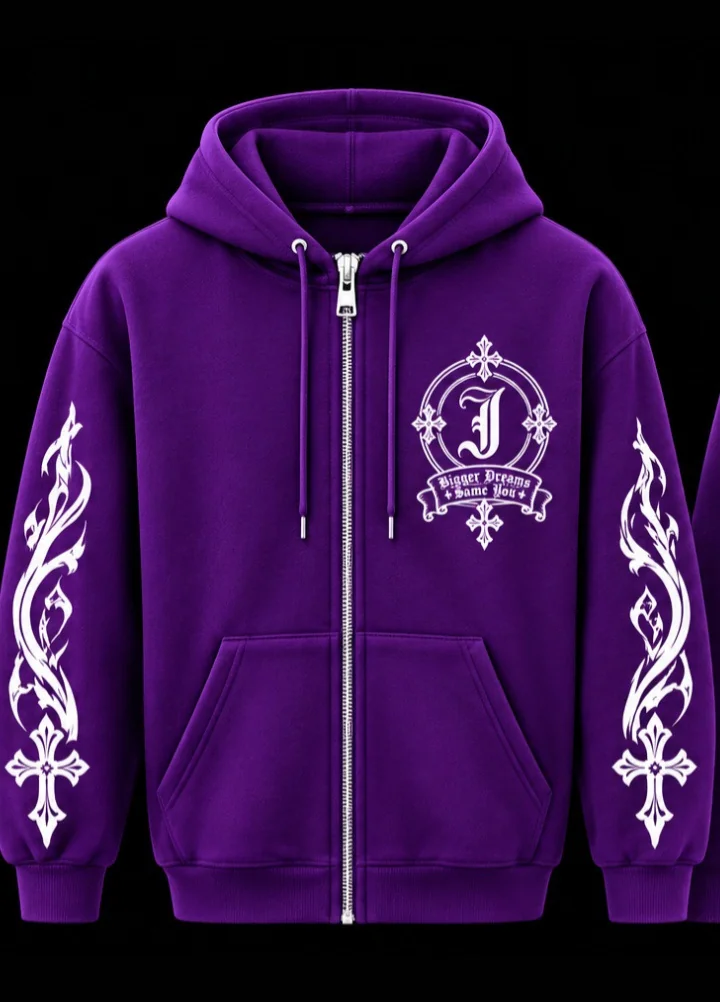 JØURNE Essential Zip-Up Hoodie — Purple