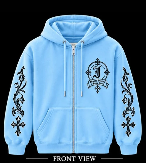 JØURNE Essential Zip-Up Hoodie — Washed Blue