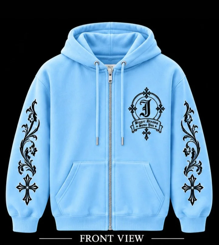 JØURNE Essential Zip-Up Hoodie — Washed Blue