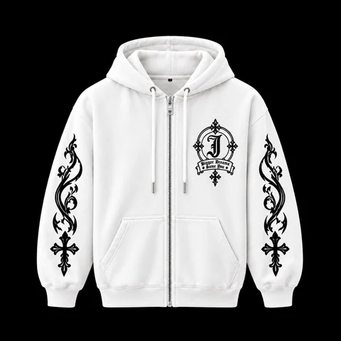 JØURNE Essential Zip-Up Hoodie — White