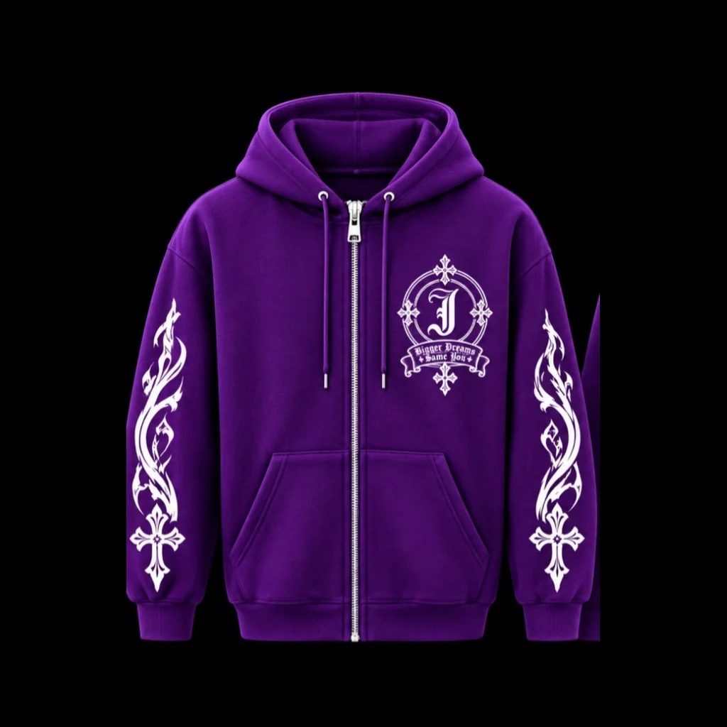 JØURNE Essential Zip-Up Hoodie — Purple