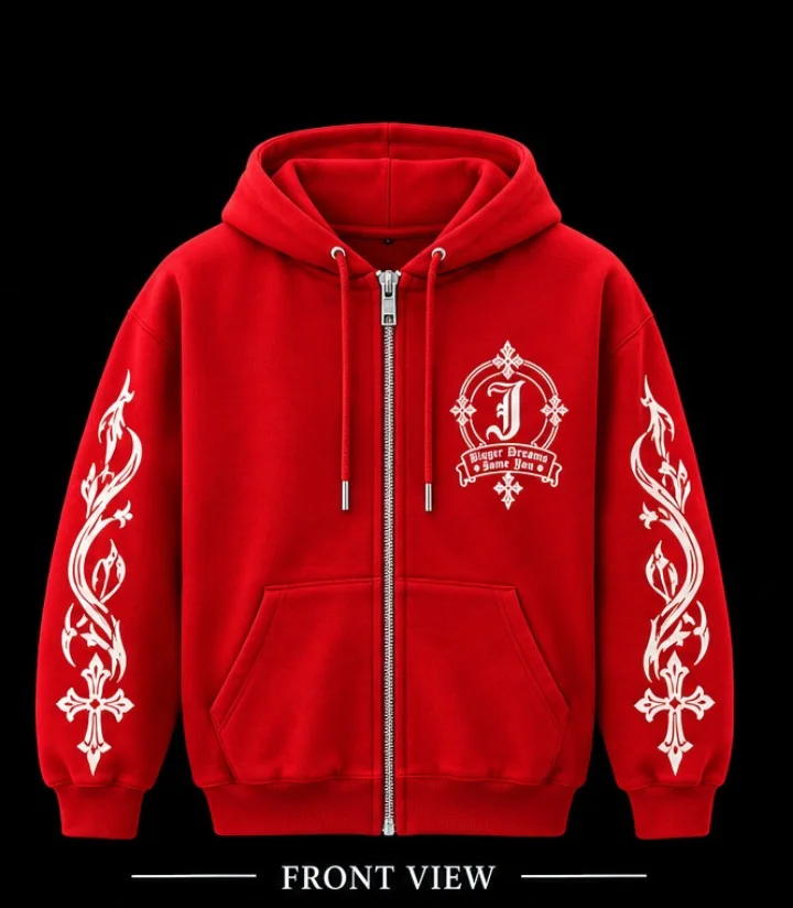 JØURNE Essential Zip-Up Hoodie — Red
