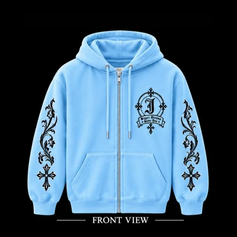 JØURNE Essential Zip-Up Hoodie — Washed Blue