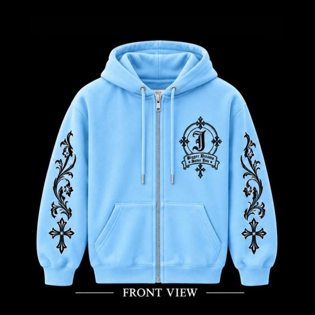 JØURNE Essential Zip-Up Hoodie — Washed Blue